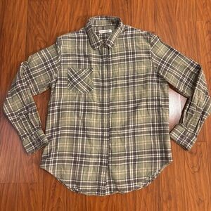 Anine Bing Plaid Flannel Casual Button Down Long Sleeve Shirt Green Gray Medium